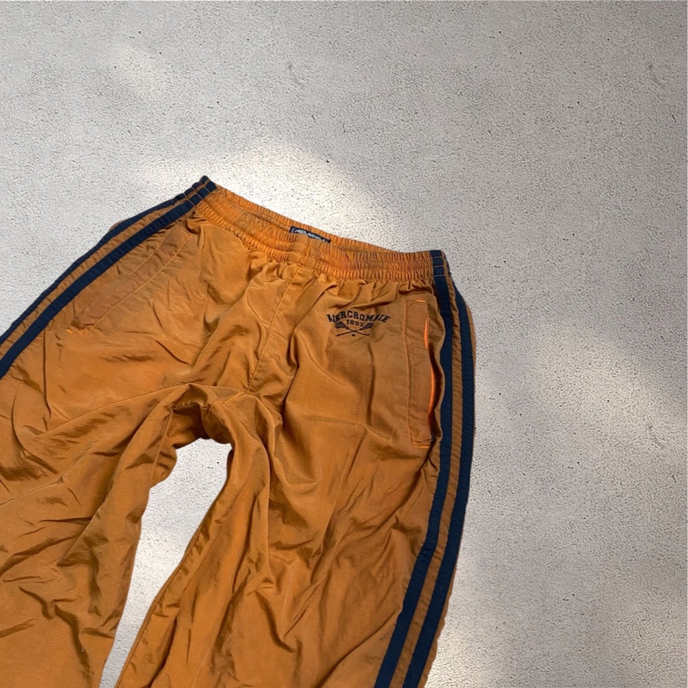Vtg Abercrombie & Fitch Burnt Orange Nylon Track Pants | Y2K 90s - Picture 3 of 9